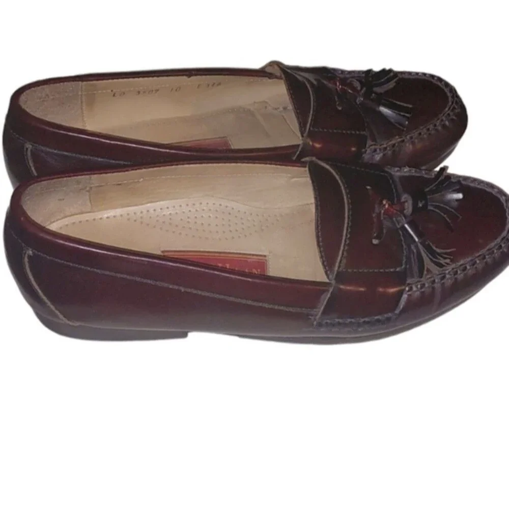 Men's Size 10 Cole Haan Kiltie Tasseled Brown Patent Leather Loafers